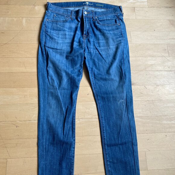 7 For all Mankind mens jeans "Slimmy" sz 34 blue washslim straight leg - Picture 1 of 5